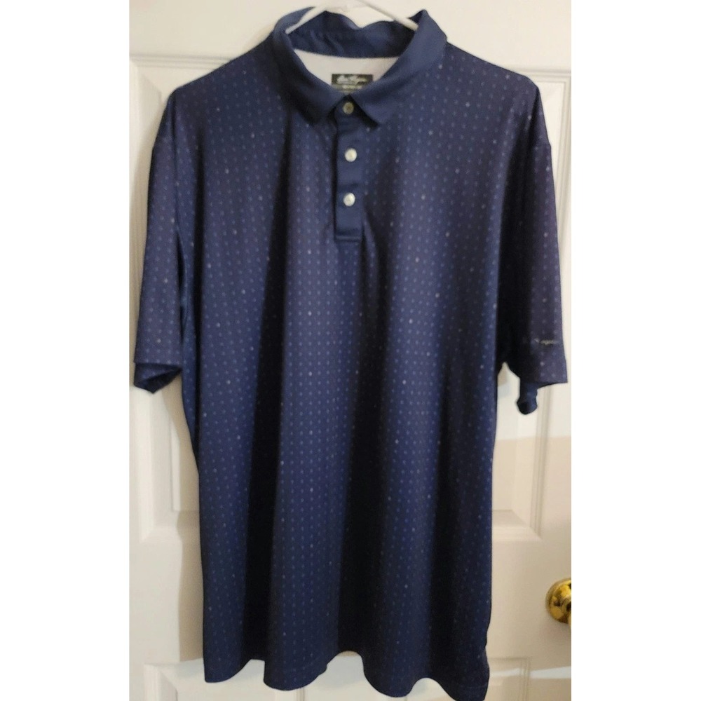 Ben Hogan Performance Polo Shirt Mens XL Navy Blue Geometric Diamond Golf Top - Picture 10 of 12